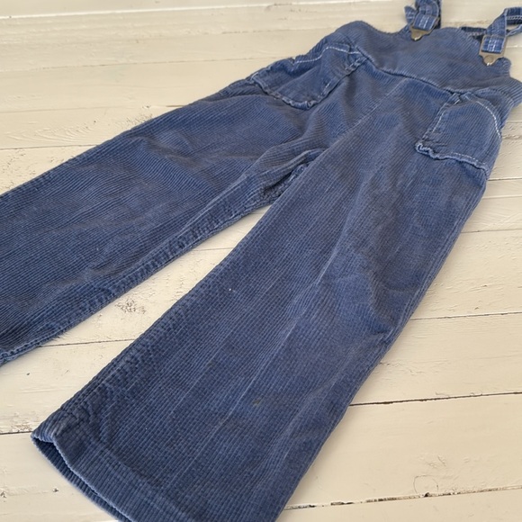 Vintage 1970s 3X gender neutral corduroy cornflower Blue Corduroy Overalls - Picture 2 of 10
